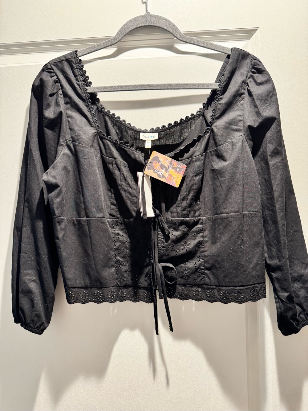 Black long sleeved cotton top